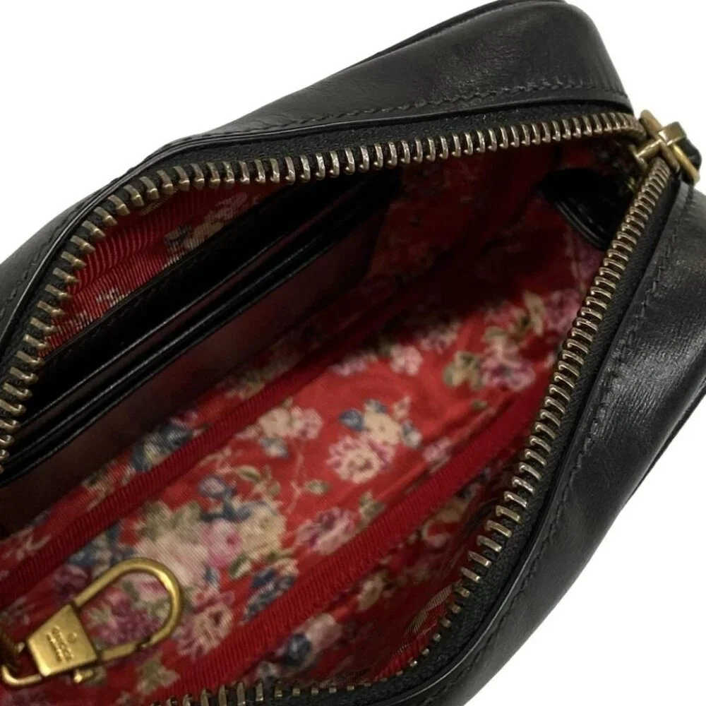 GUCCI GG Marmont/Sherry 536441 Black Green Red Leather Canvas Shoulder Bag - Picture 11 of 14